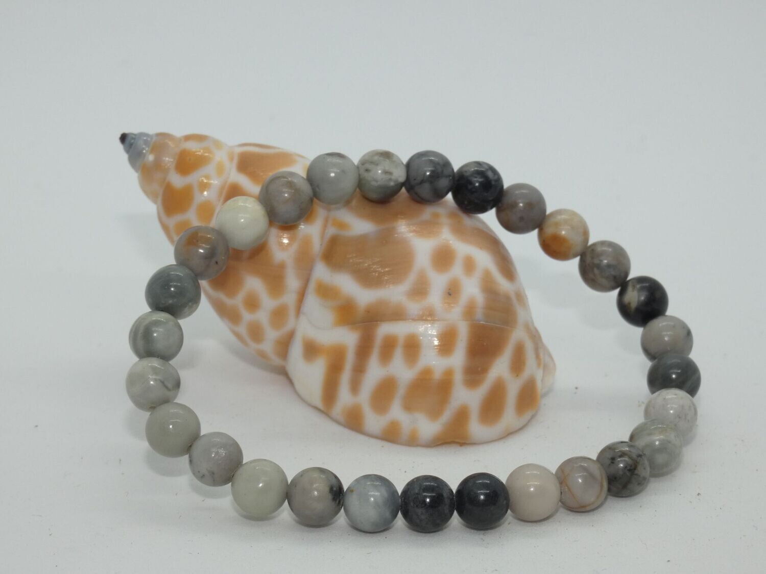 Jaspe Feuille d'Argent Bracelet 6mm