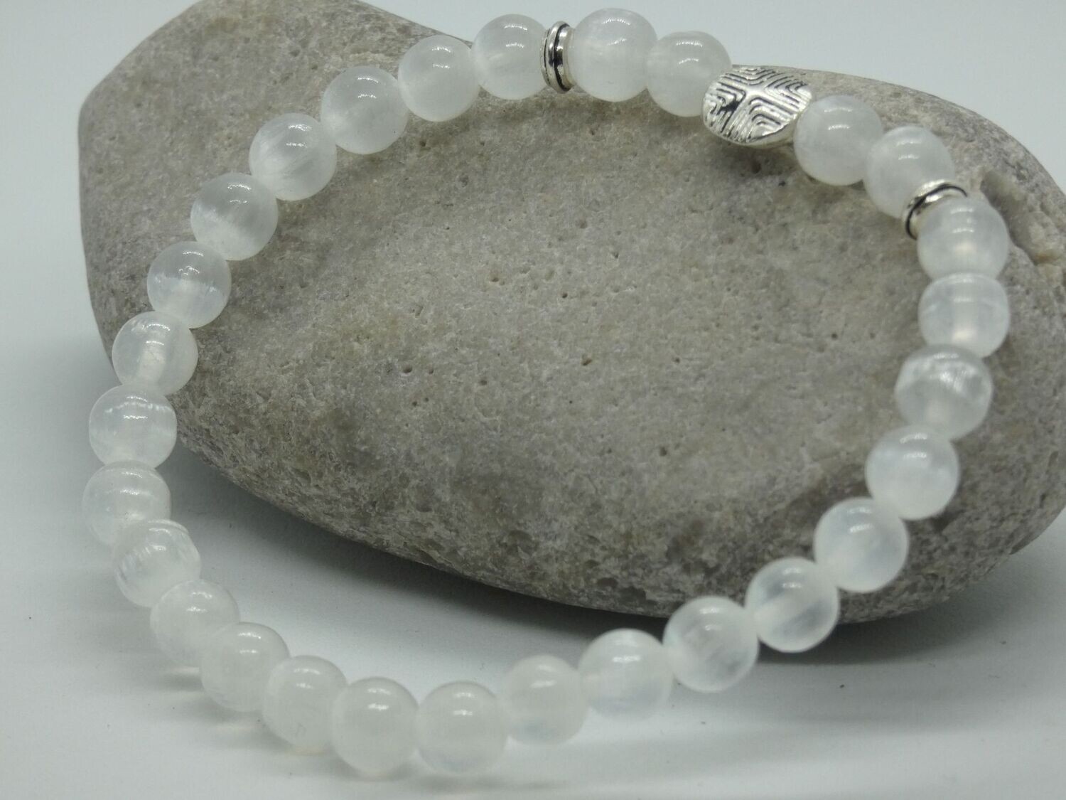Sélénite Bracelet Perles 6mm