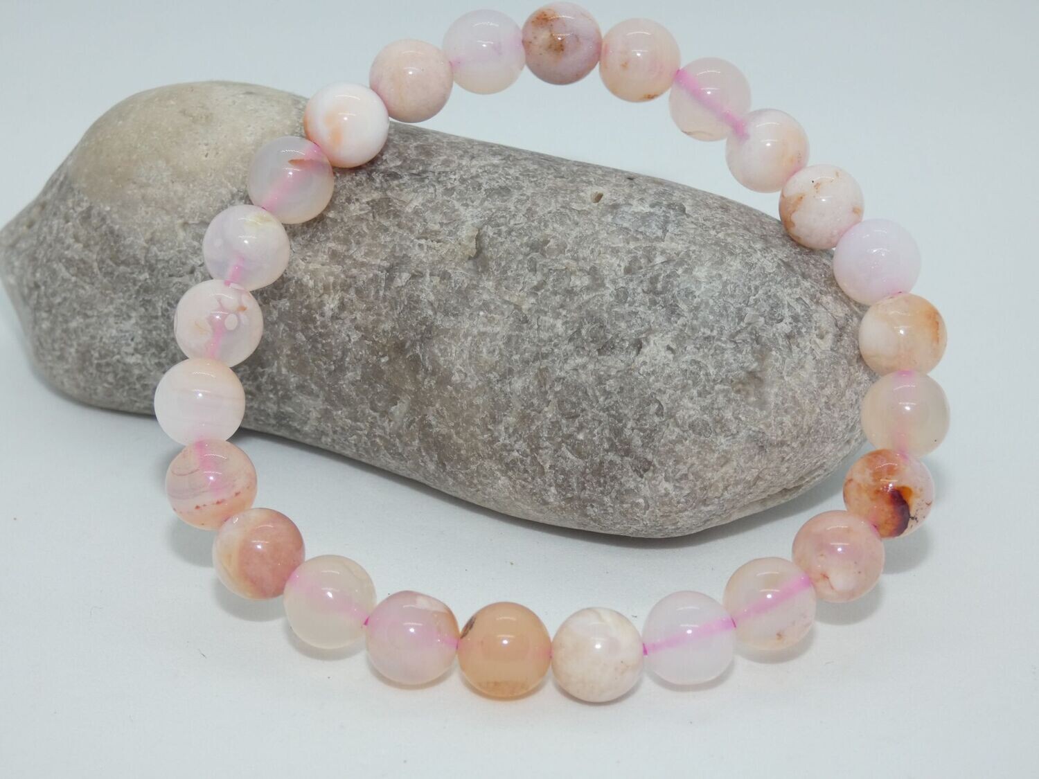 Agate Fleur de Cerisier Bracelet Perles 8mm