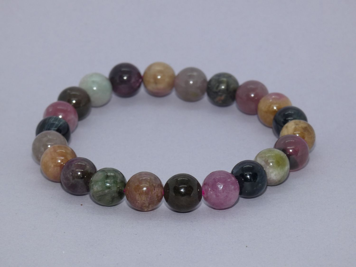 Tourmaline Multicolore Bracelet Perles 8 mm