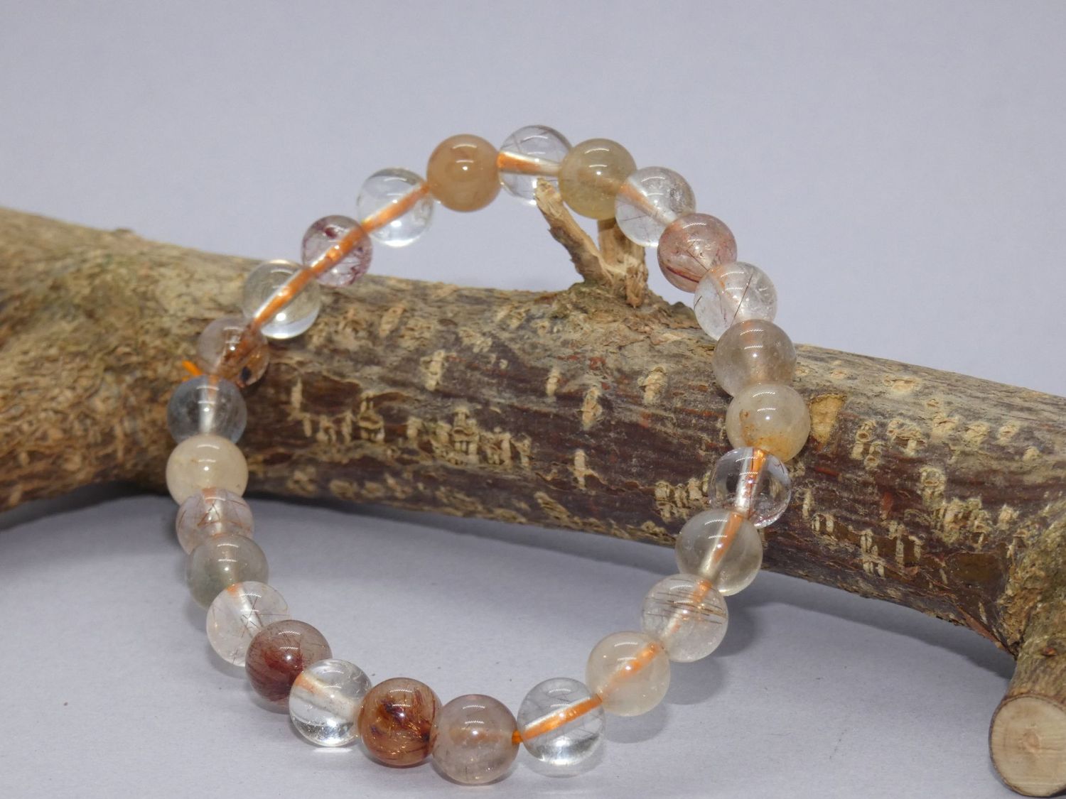 Quartz Rutile Multicolore Bracelet Perles 6mm