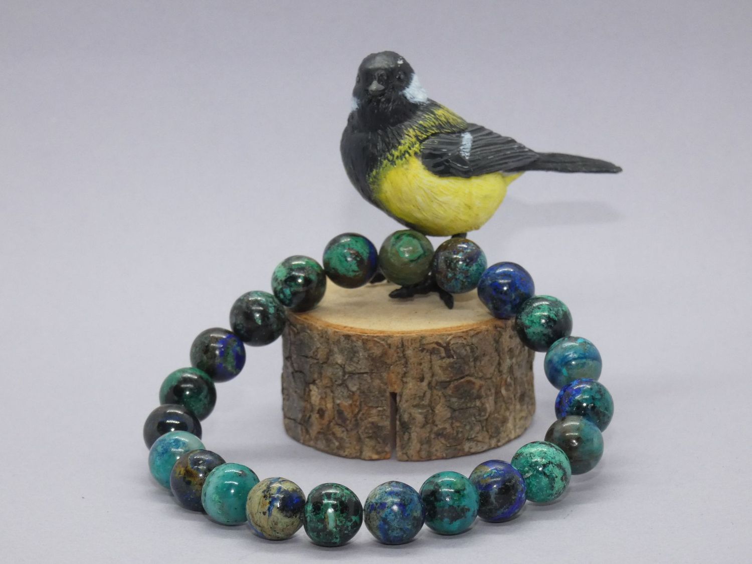 Azurite Malachite Bracelet Perles 8mm
