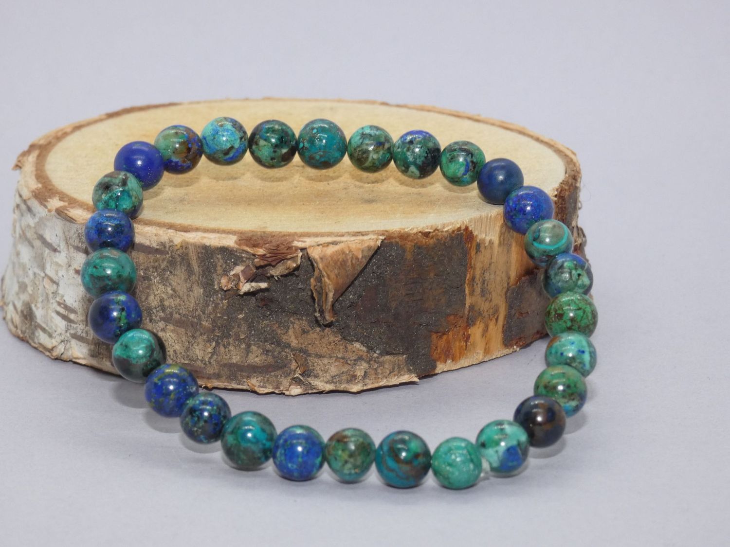 Azurite Malachite Bracelet Perles 6mm