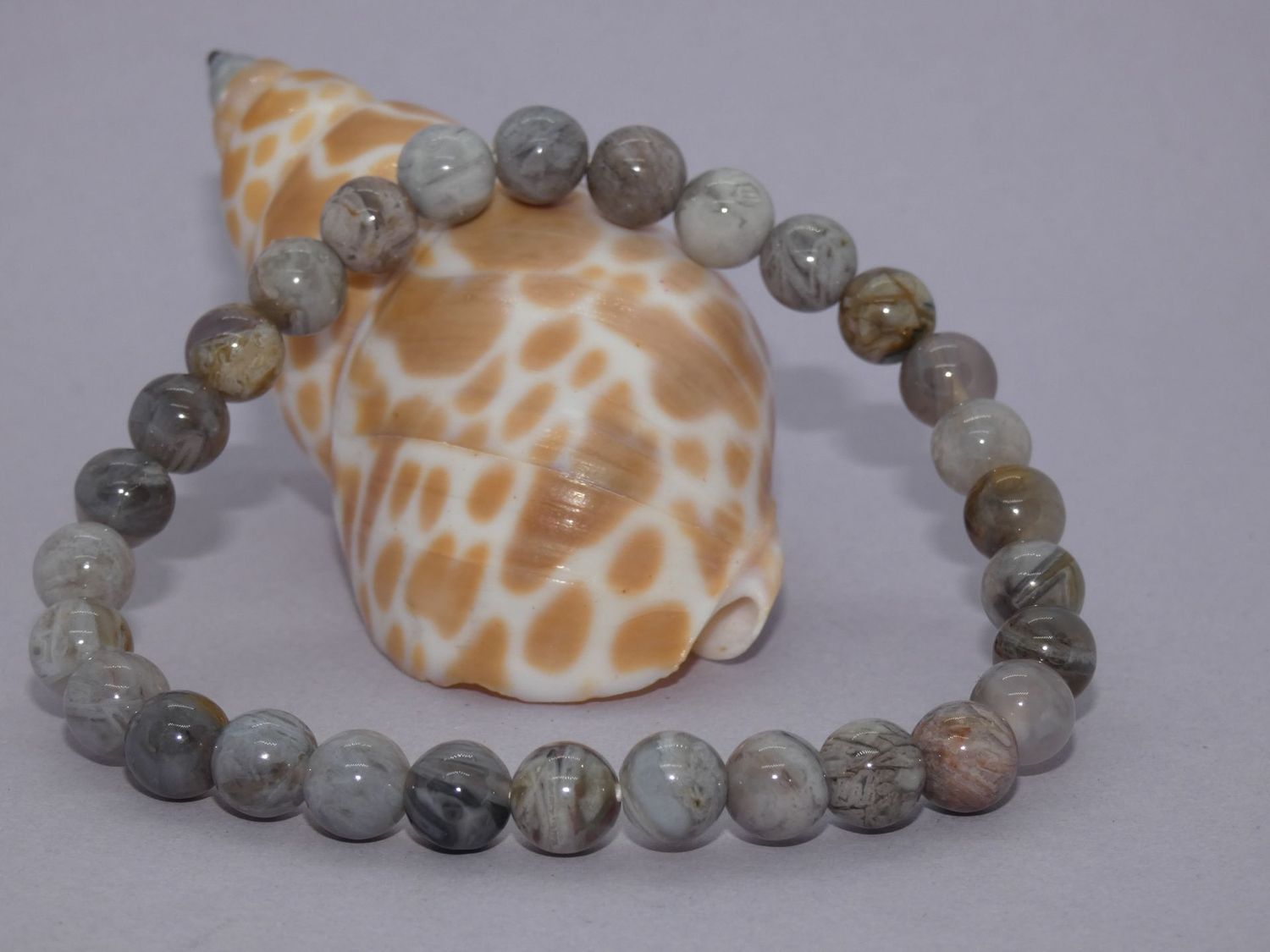 Agate feuille de Bambou Bracelet Perles 6mm