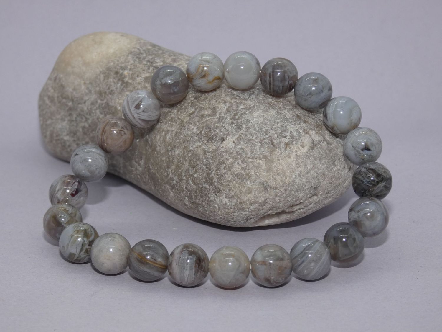 Agate feuille de Bambou Bracelet Perles 8mm
