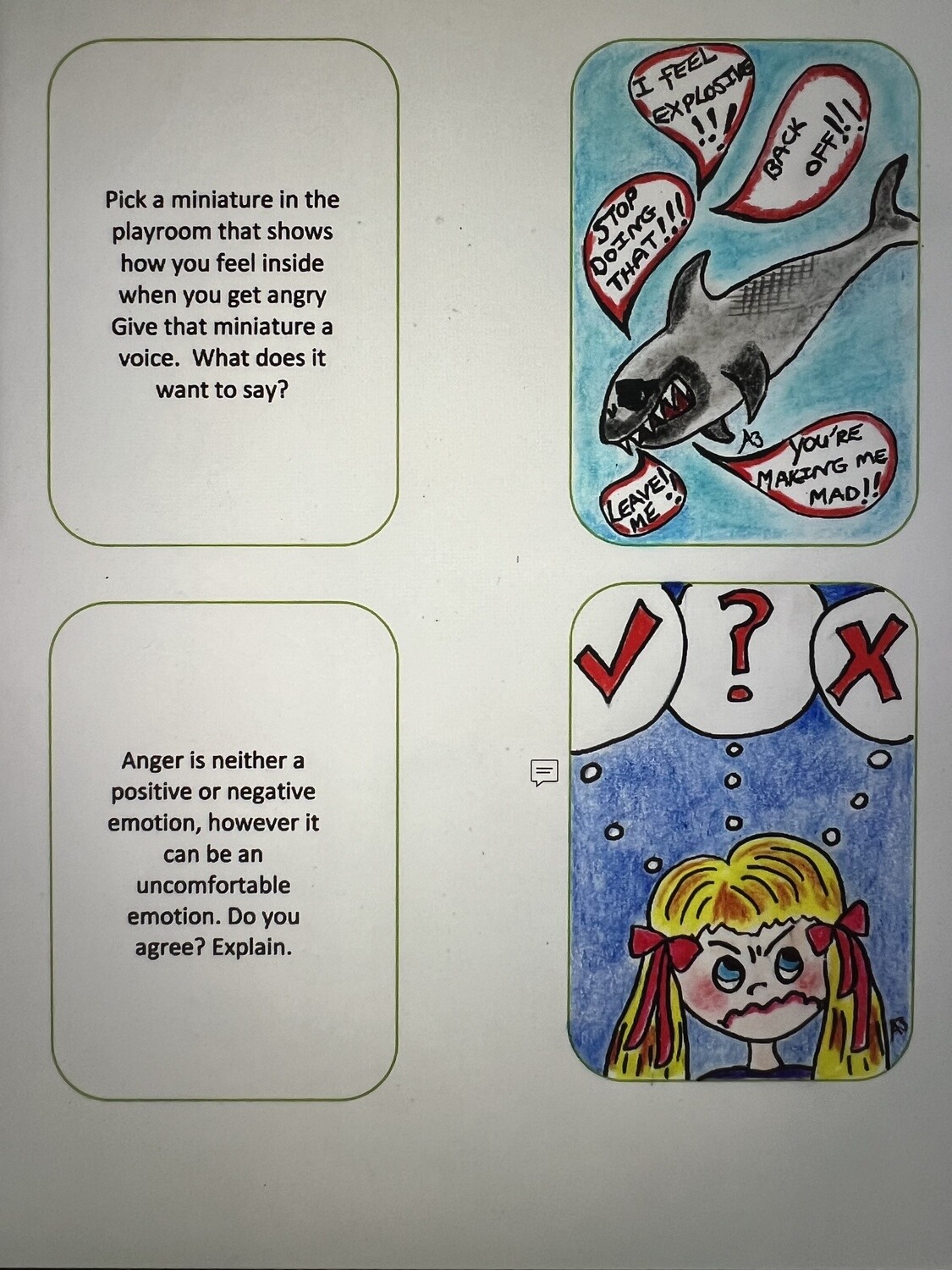 Anger scanner cards and anger key ring cards