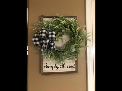 “Simply Blessed” Sign With Wreath