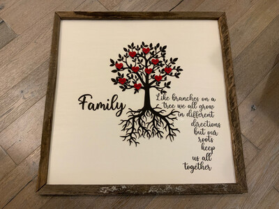 Family Tree Sign Laser Cut Wooden/three Dimensional