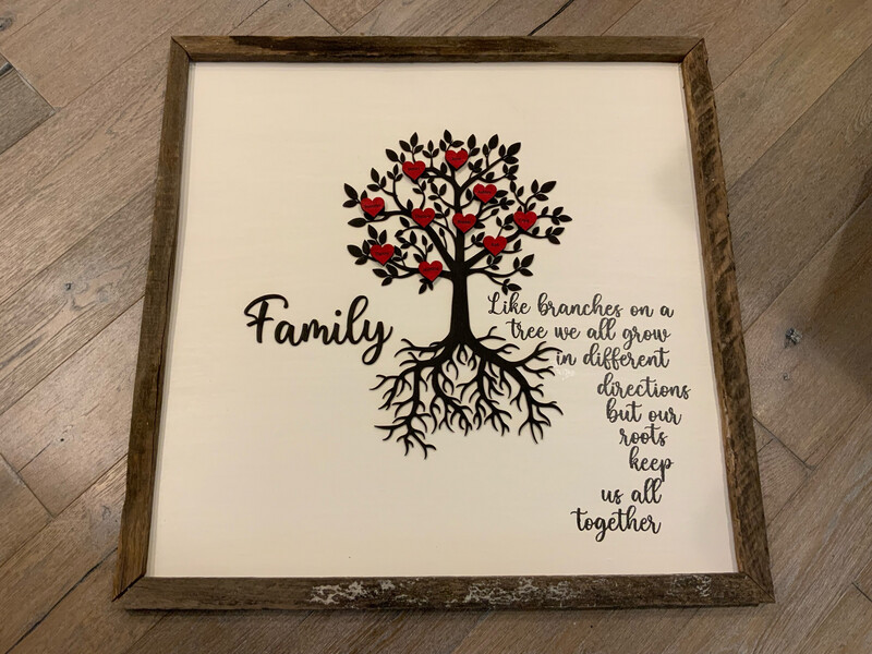 Family Tree Sign Laser Cut Wooden/three Dimensional