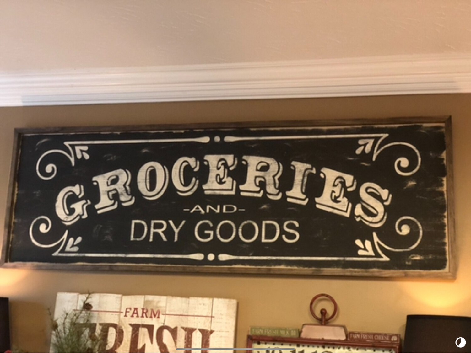 Custom Framed Wooden Groceries Sign Framed