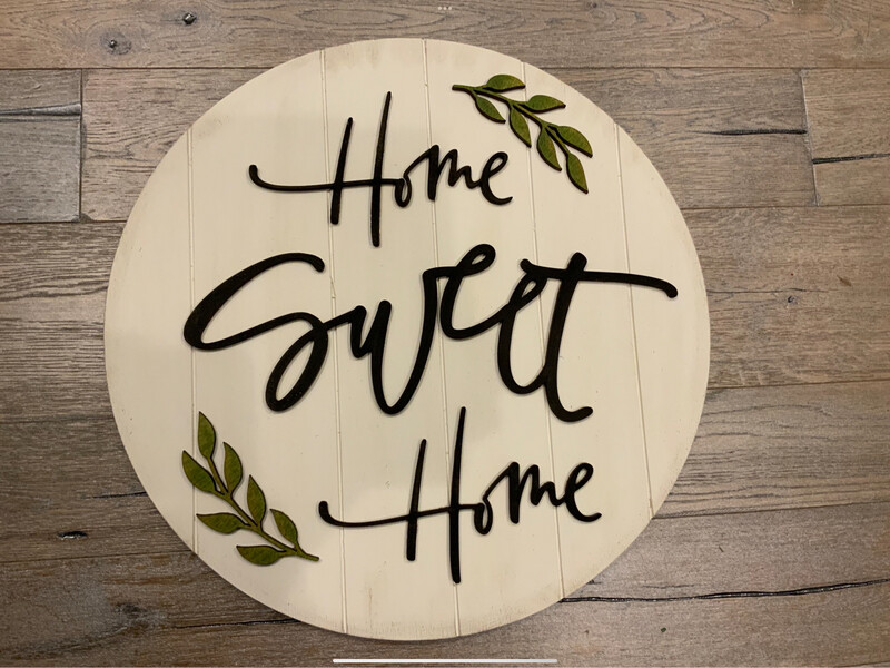 Home Sweet Home Wooden Laser Door Hanger 18”