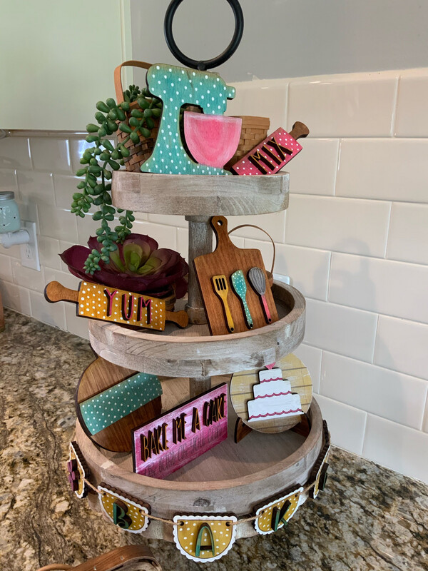 Bake Me A Cake Tier Tray Decor (tier Tray Stand And Baskets Not Included)