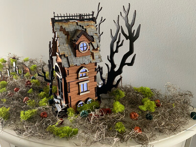 Wooden Laser Assembled Haunted House With Lights