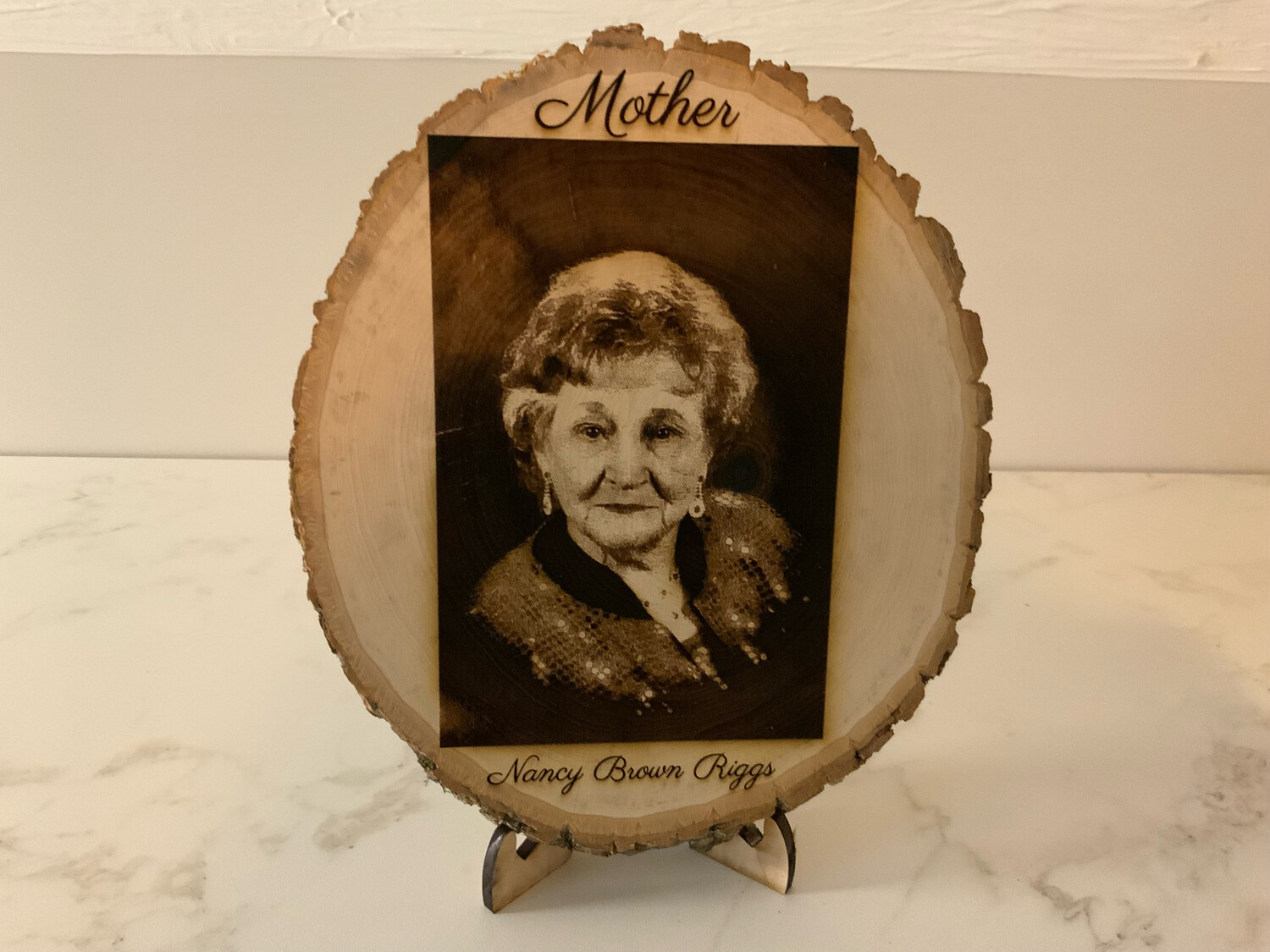 Photo Engrave On Round Wood Slice