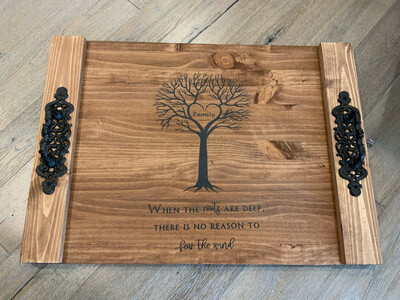 Family Tree Noodle Board With Ornate Iron Handles