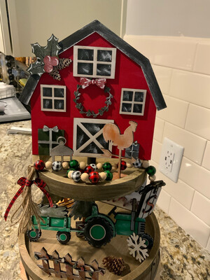 Christmas Farmhouse Tier Tray Decor