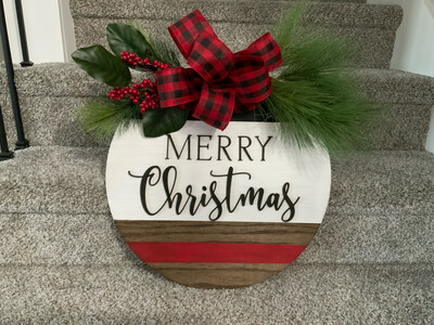 Merry Christmas Door Hanger/sign 18”