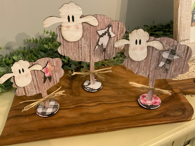 Sheep Set/3 Tabletop Home Decor 5”, 7”, 9”