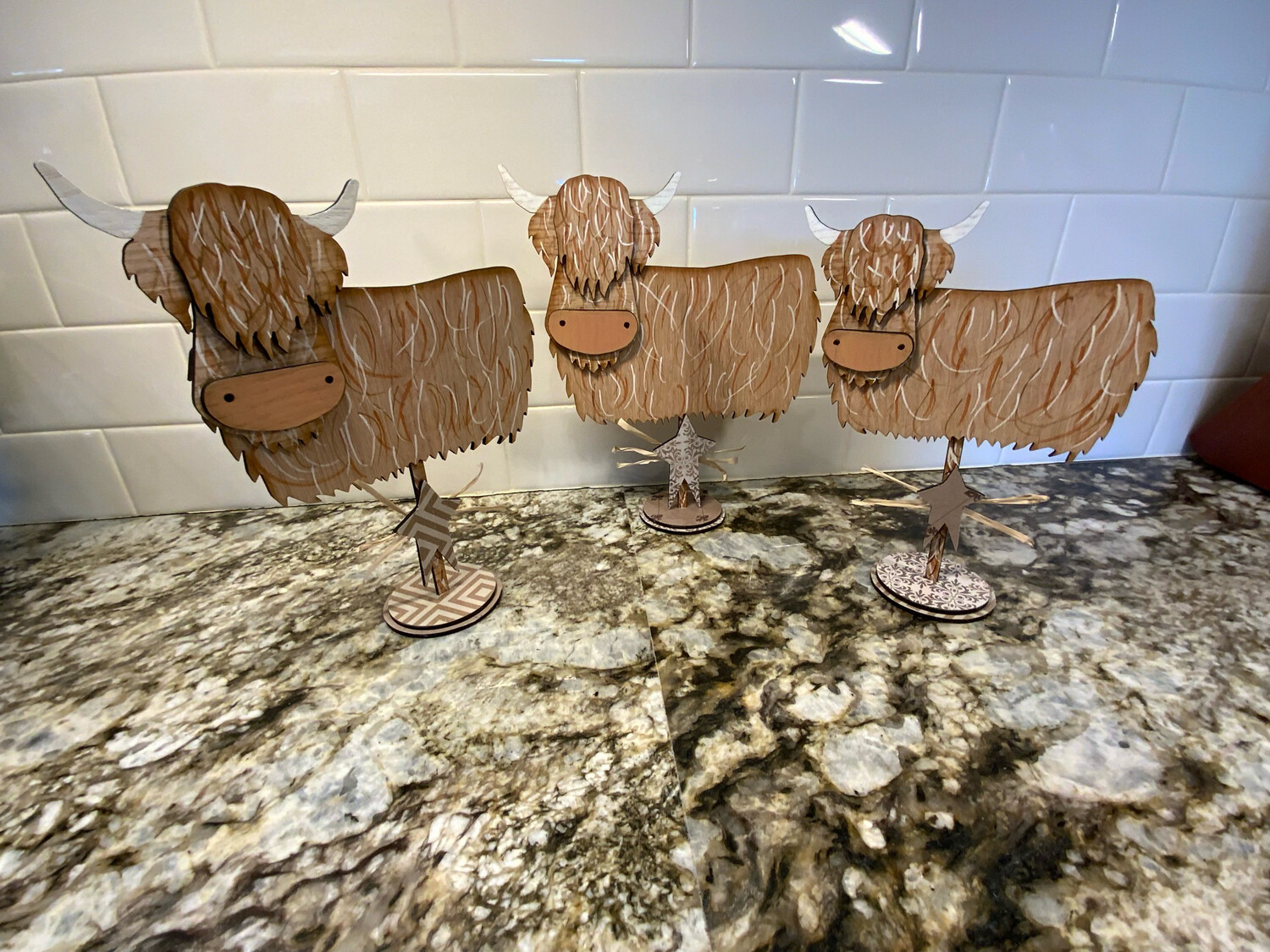 West Highland Cow Set/3 6”, 8” &amp; 10” Home Decor