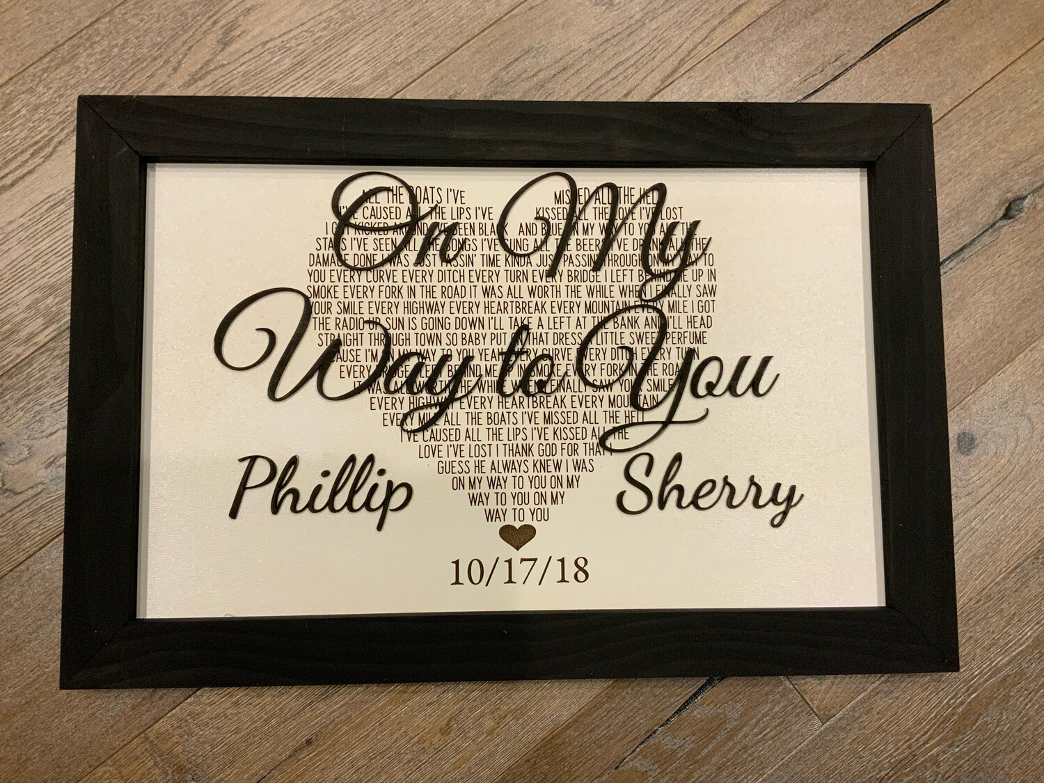 Custom Lyric Sign (framed) With Names/dates