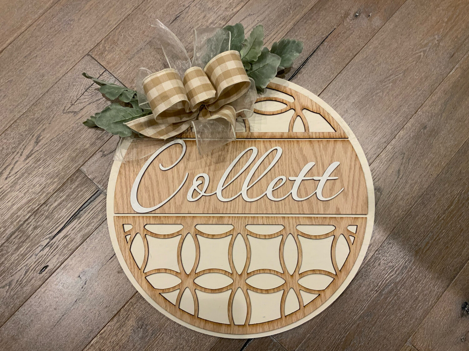 Custom Door Hanger 18” (can Be Customized With Name Or Welcome)