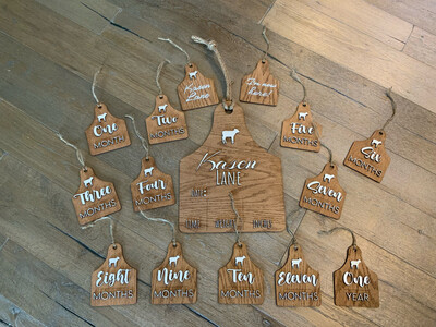 Birth Announcement Cow Tags Wooden Laser Tags