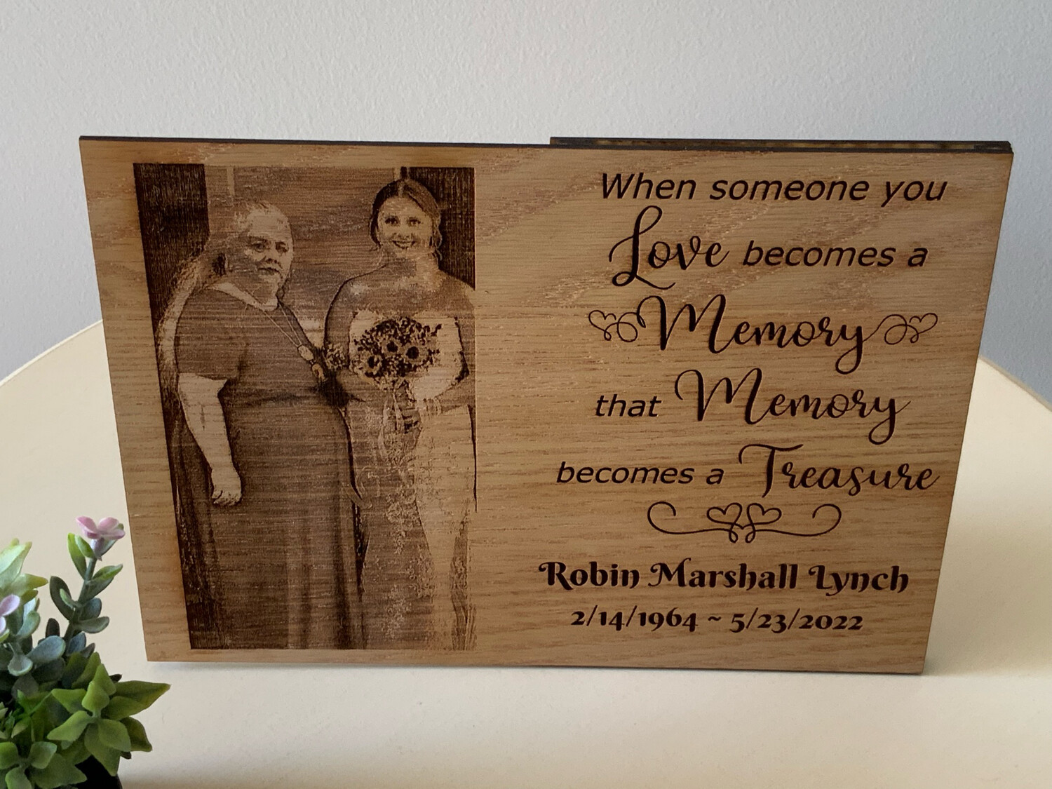 Wooden Laser Engraved Photo With Memorial Tribute Frame