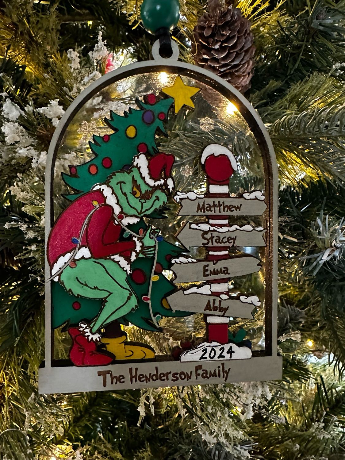 Custom Laser Engraved Grinch Ornament