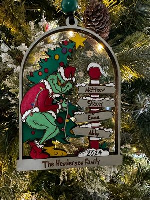 Custom Laser Engraved Grinch Ornament