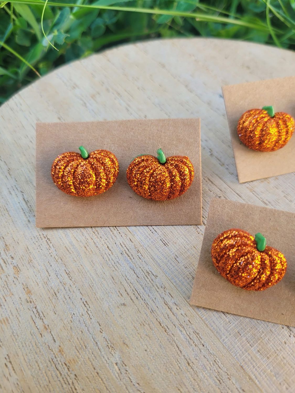 Glitter Fall pumpkin post earrings