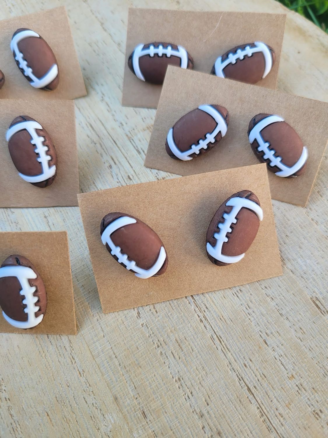Clay based Football design post earrings