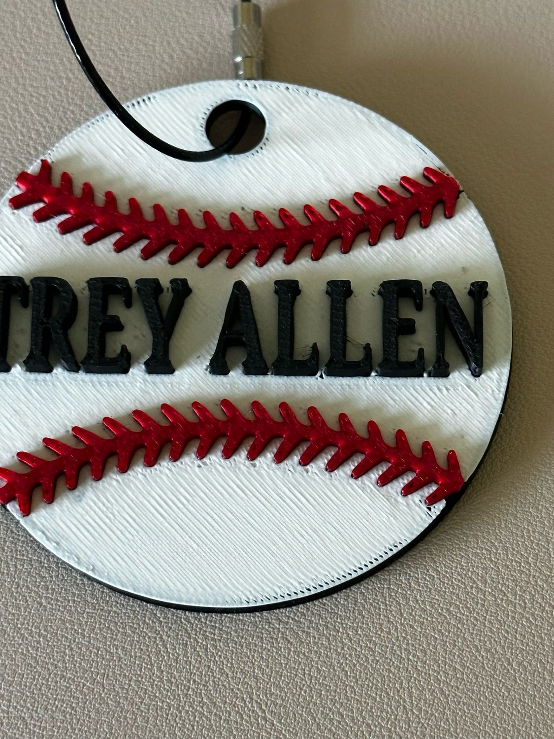 3D custom baseball bag tag with loop fastener