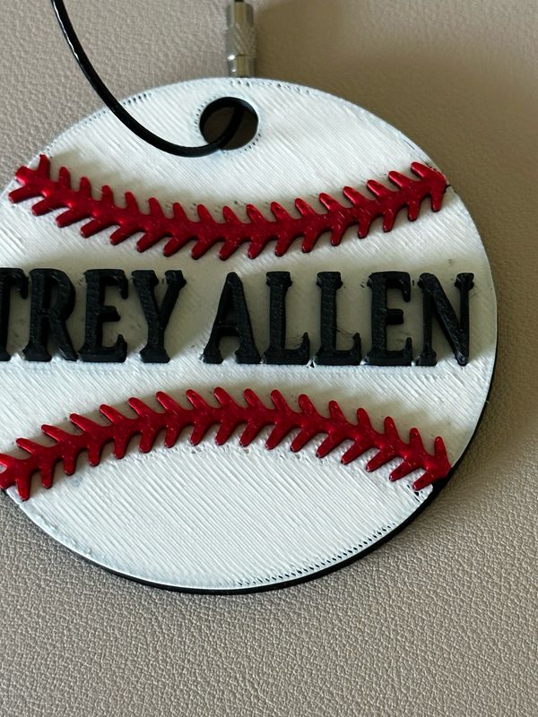 3D custom baseball bag tag with loop fastener