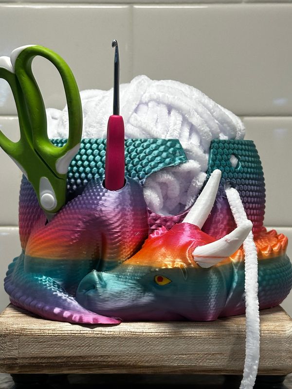 3D printed dragon yarn bowl