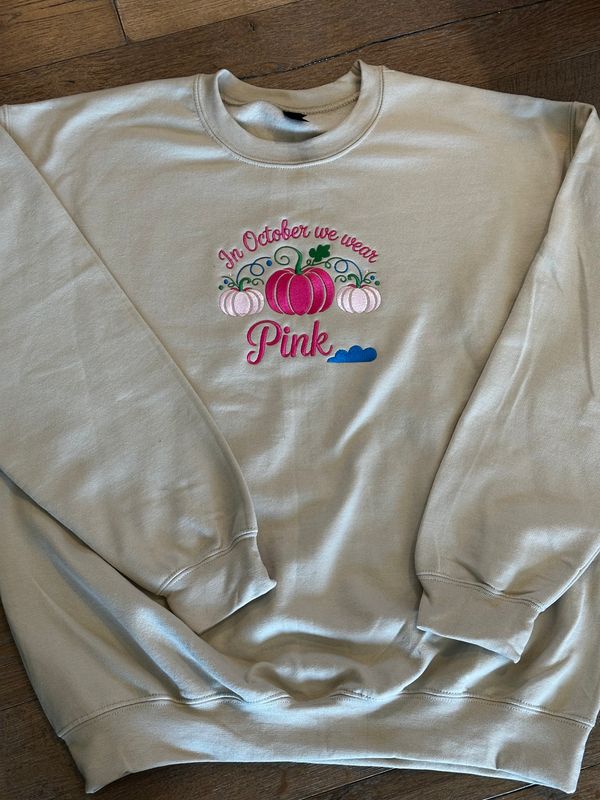In October we wear Pink crewneck sweatshirt