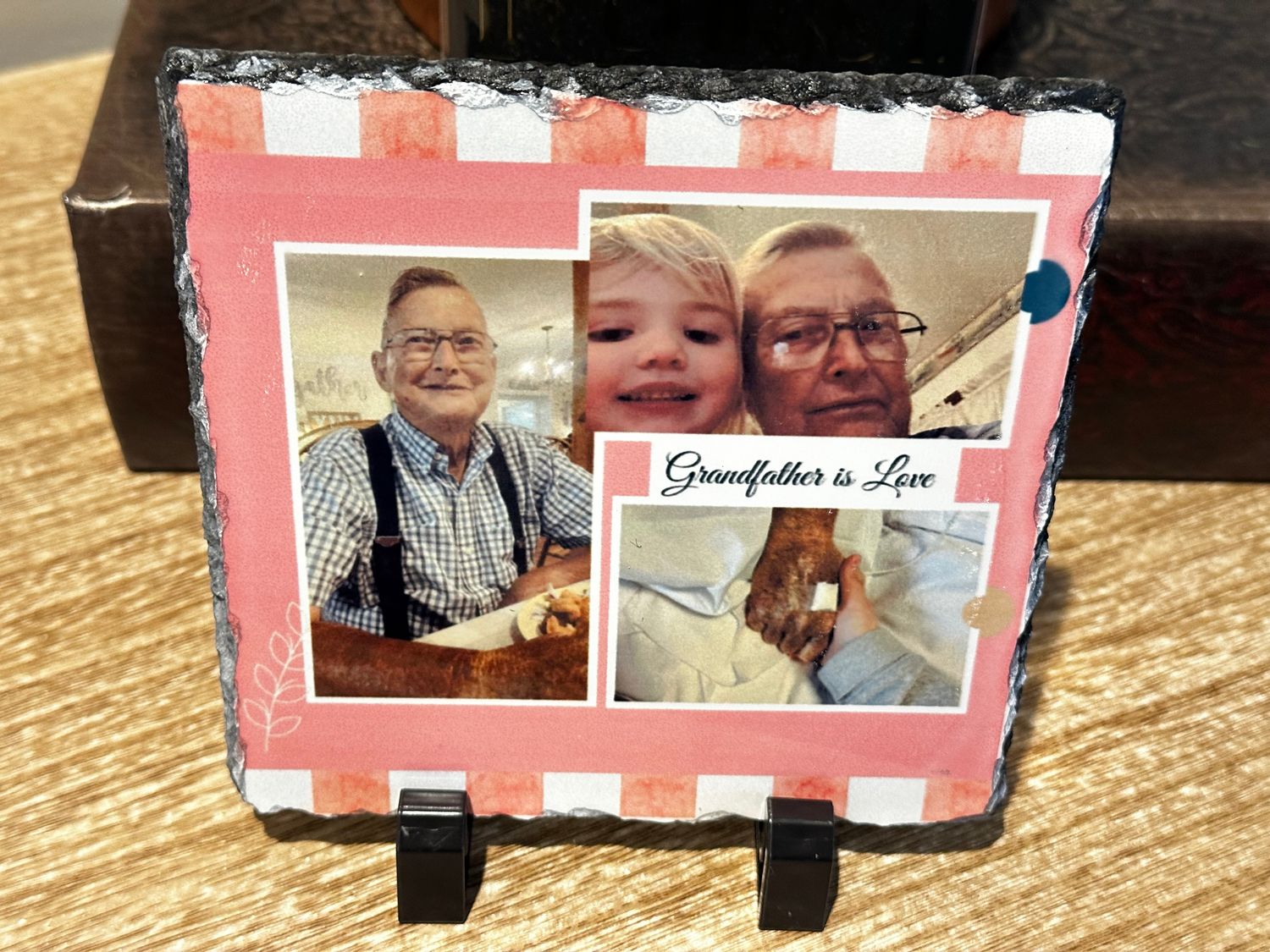 Custom sublimated slate photo stone frame