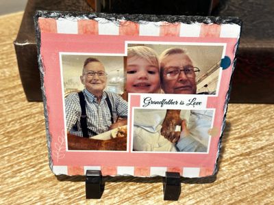 Custom sublimated slate photo stone frame