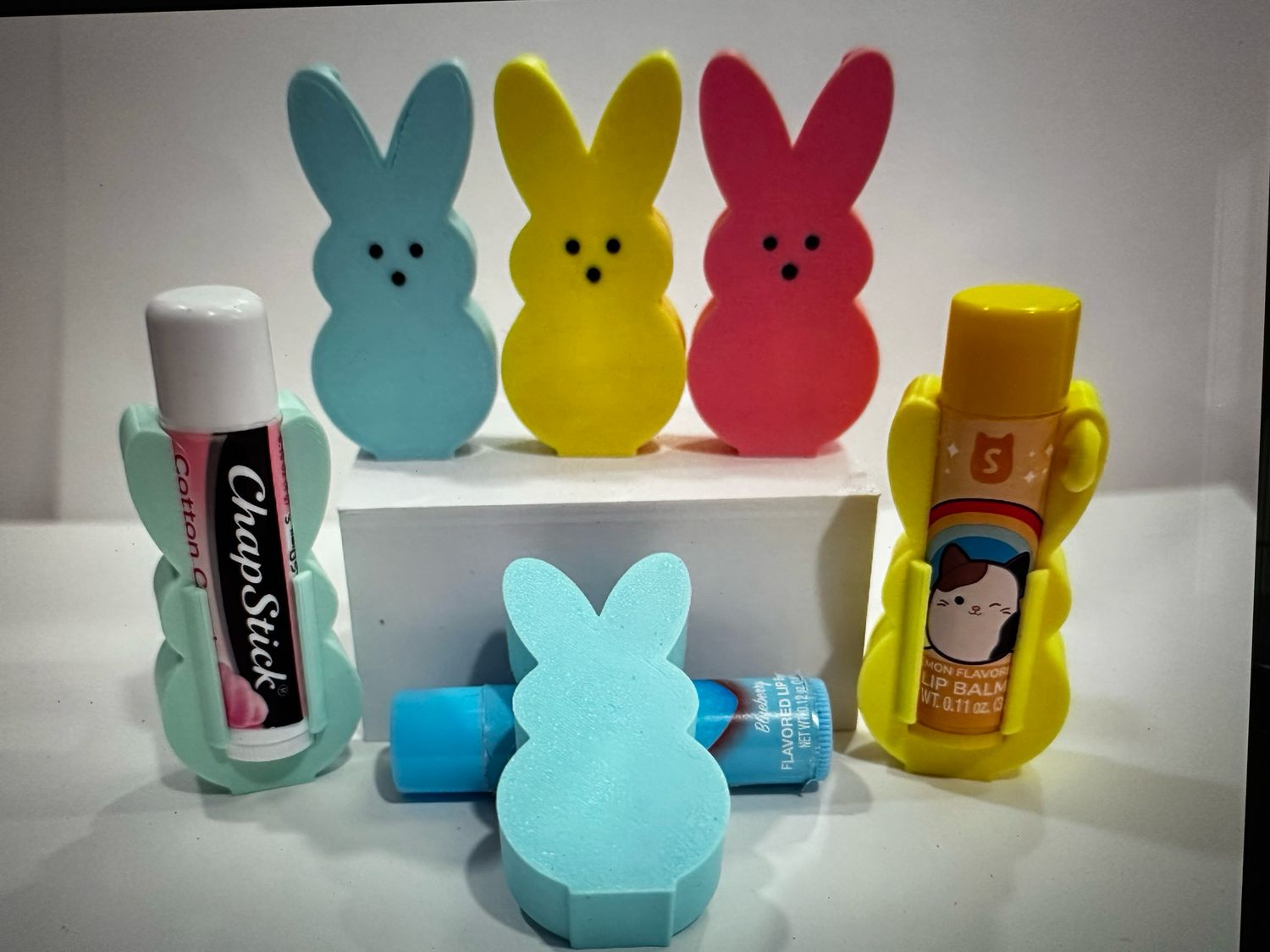 3D printed Peeps chapstick holder keychain