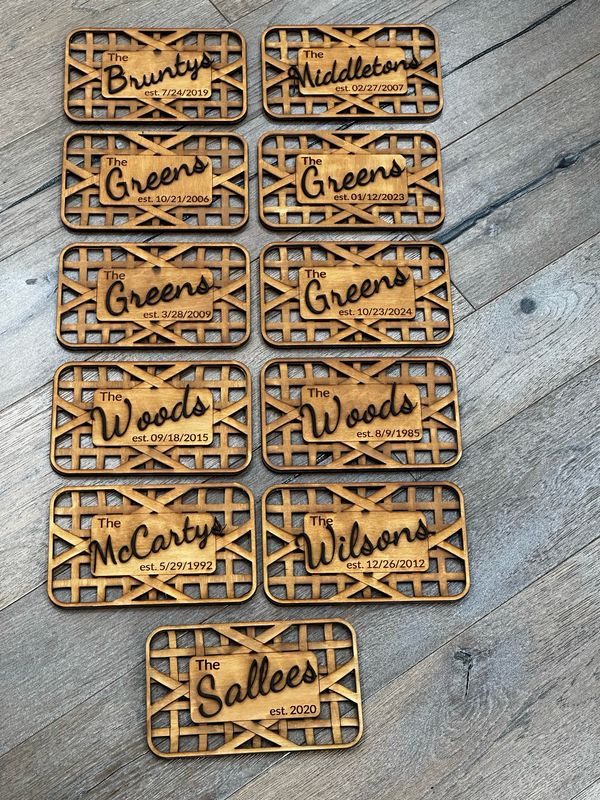 Laser cut wooden tobacco basket customized with name