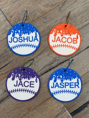 Baseball Drip name tags customized
