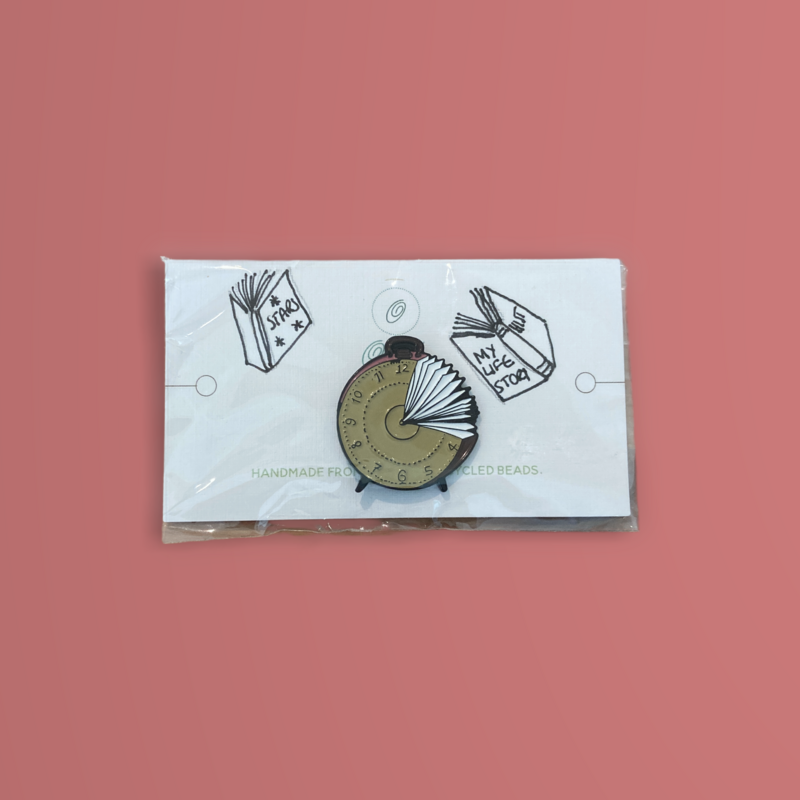 Book Clock Pin Badge