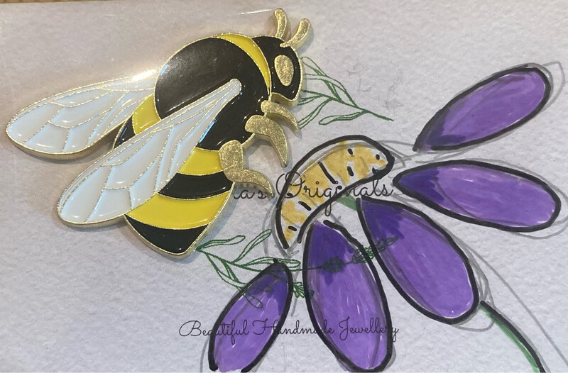 Large Bee Pin Badge