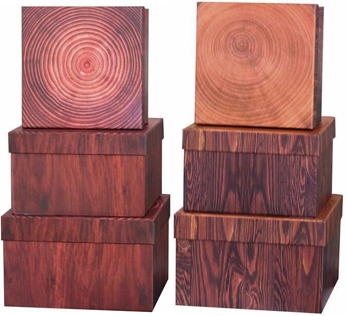 ENS DE BOITE CADEAU 3 GRAND. BOIS ( 2 ASS)