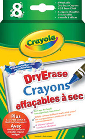 8 crayons de cire effacables a sec, couleurs classiques (E6-2)
