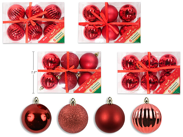 ORNEMENT BOULES 60 MM ROUGE 6 MCX (XM)(G2)