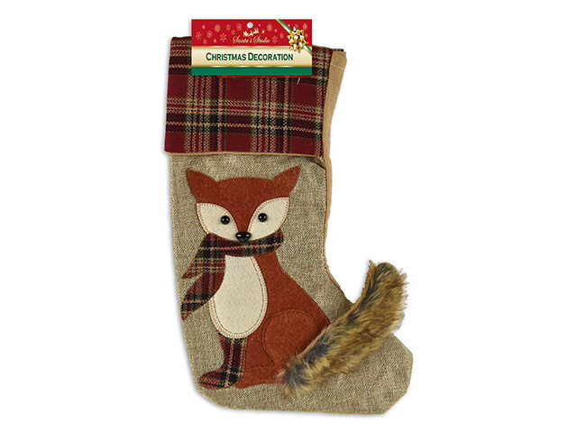 BAS DE NOEL ANIMAUX AVEC QUEUE FOURRURE 19&#39;&#39; (XM)