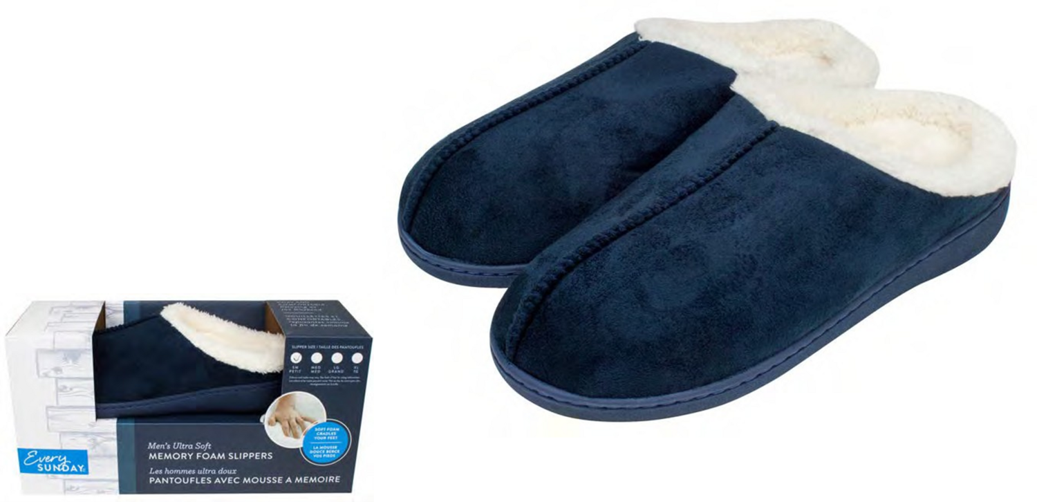 Pantoufle Hommes-Mousse a mémoire de forme-Sabot Sherpa-Bleu marine    (PREB T4)