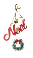 DECORATION SUSPENDU EN BOIS COURONNE NOEL (XM)