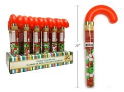 CANNE REMPLIS DE BONBONS AU CHOCOLAT 9.5PO (PRESENTOIR) (XM)