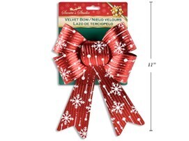 NŒUD VELOUR ROUGE MÉTALLIQUE (XM)(G3)